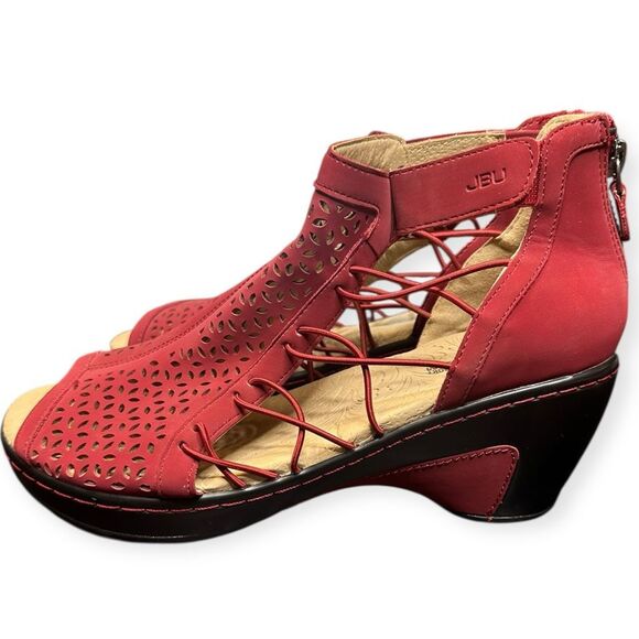 JBU BY JAMBU Women’s Red Cutout Nelly Memory Foam Wedge Sandals Size 9.5 - Picture 5 of 10